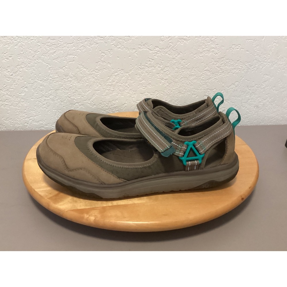 Teva Mary Jane Shoes Womens 9.5 Olive Green Suede Strap Hiking Utility 1018733